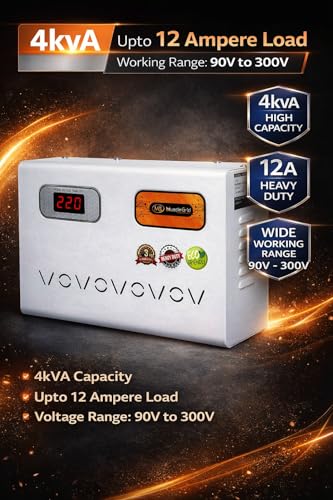 Image of MuscleGrid New Listing 4KVA (90v to 300v) Heavy Duty Voltage Stabilizer for 1.5ton Split and Window AC (4KVA 90v-300v)