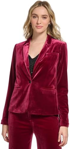 Calvin Klein Womens Velvet Blazer Cranberry 2