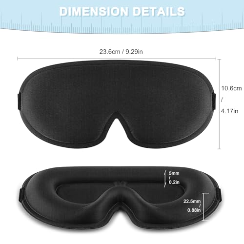 Image of Tobfit Blackout Sleep Mask for Women Men Zero Eye Pressure Eye Mask, Lycra Fabric 3D Ergonomic Design Eye Movement and Eyelash Friendly, Ultra Comfortable Blindfold for Sleeping Black