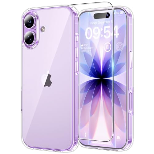 Image of TAURI for iPhone 17 Case, with Screen Protector, Clear | Full Camera Protection, Anti-Yellowing Military-Grade Protection Shockproof Slim Phone Case for iPhone 17