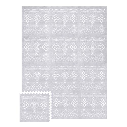 Image of Lillefolk Baby Play Mat for Floor – 6x8ft Gray | Soft Non Toxic Premium EVA Foam Tiles for Tummy Time, Crawling & Playroom – Waterproof Interlocking Floor Mat for Babies & Toddlers (12 Tiles)