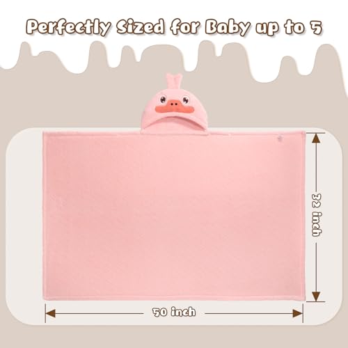 Image of Hooded Towels for Kids, 50 inch x 32 inch Large Hooded Bath Towels for Kid, 2 Pack Soft Absorbent Kids Hooded Bath Towel, Thick Animal Hooded Bath Towels for Kids Age 0-5 Years