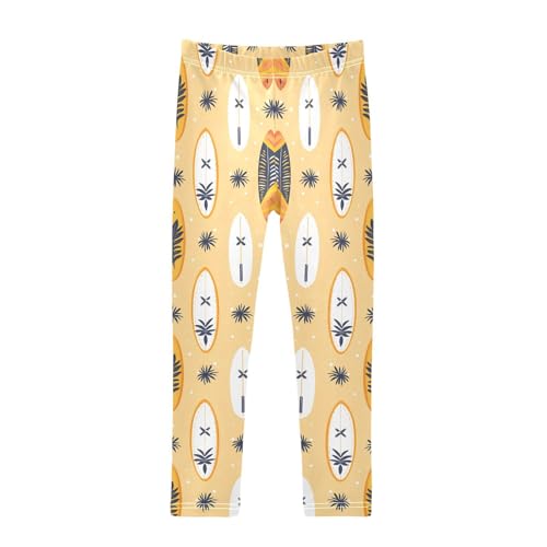 Cute Surfboard Girls Leggings Soft Stretch Workout Yoga Dance Pants for Kids Casual Tights