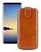 Produktbild Suncase Original Etui Tasche kompatibel mit Samsung Galaxy Note 8 mit ZUSÄTZLICHER Hülle/Schale/Bumper *Lasche mit Rückzugfunktion Handytasche Ledertasche Schutzhülle Case in cognac