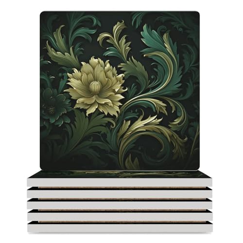Dessous de verre céramique vert pour protection de table de cuisine et bureau - 2