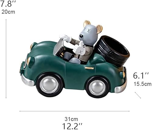 Miniatura 2 de SAROSI Estante de vino de mesa con forma de conducción de oso, estante de vino de resina creativa, soporte de vino con personalidad, decoración del