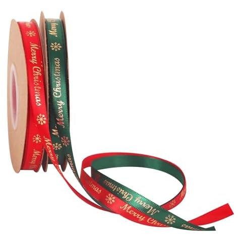 HONGCI 2 Rolls Christmas Ribbon Set Cover