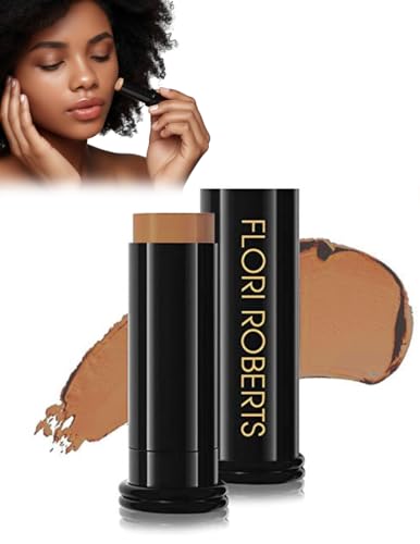 Base Strokes Crème Foundation Stick by Flori Roberts, Full Coverage for Women of Color or Deeper Skin Tones, Long Lasting Makeup, Natural Finish, Complexion Concealer & Corrector