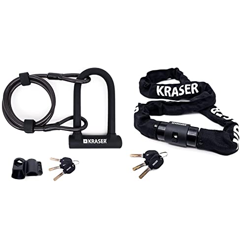 Cadenas vélo KRASER KR620 et antivol en U avec support pour cadre