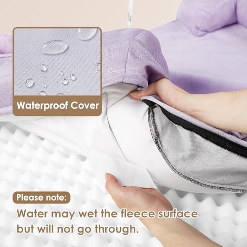 Image of EHEYCIGA Orthopedic Dog Bed for Medium Dogs, Waterproof Memory Foam Medium Pet Beds with Sides, Non-Slip Bottom and Egg-Crate Foam Dog Couch Bed with Washable Removable Cover, Lilac