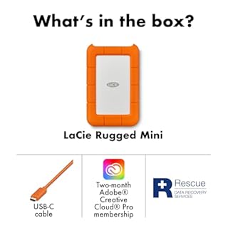 LaCie Rugged Mini 4To, Portable 2.5", Disque Dur Externe pour PC Mac iPad & iPhone, Data Rescue Service (LAC9000633)