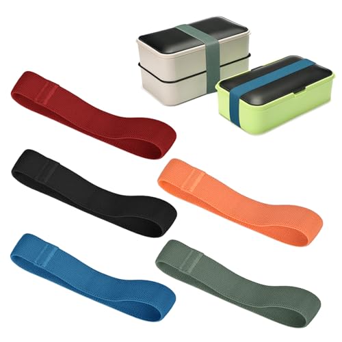 Wuzdy 5 Pièces Boîte À Lunch Sangle Elastique pour Boîte à Lunch Sangles de Boîte à Lunch Bento Sangle Fixe Sangles Bento Box Strap pour le Bureau...