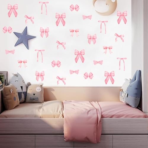 Pegatinas de pared moño rosa 56 piezas miniatura 2