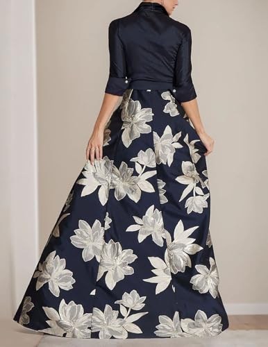 2024 A-Line Mother of The Bride Dress Elegant Shirt Collar Satin Floor Length 3/4 Length Sleeve with Sash/Ribbon4