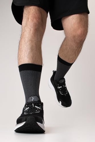 Meia para Corrida Bike HUPI Carbono 1 Par Cano Médio, Cor: Preto, Tamanho 36-42