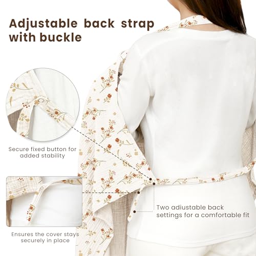 image for Konssy Muslin Nursing Cover for Baby Breastfeeding, Breathable 100% Co