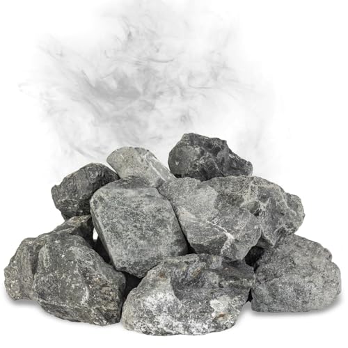 Flameup Diabas Saunasteine, 20 kg, 80-120 mm, vorgewaschene Aufgusssteine für Saunaofen, handverlesen, schadstofffreies Saunazubehör für alle Arten von Sauna