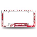 Rico Industries NHL Detroit Red Wings Primary 12" x 6" Chrome All Over Automotive License Plate Frame for Car/Truck/SUV