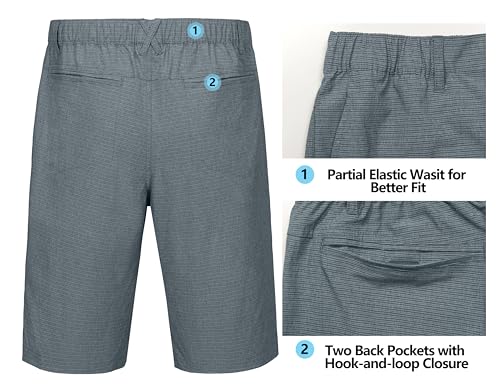 Image of Little Donkey Andy 12 Inch Inseam Golf Shorts for Men Bermuda Quick Dry Elastic Waist Shorts for Hiking Travel Casual