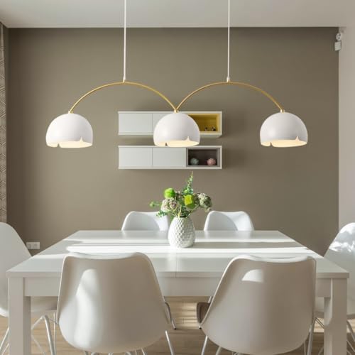 Lámpara colgante de 3 cabezas con pantalla acrílica redonda escandinava para comedor y cocina