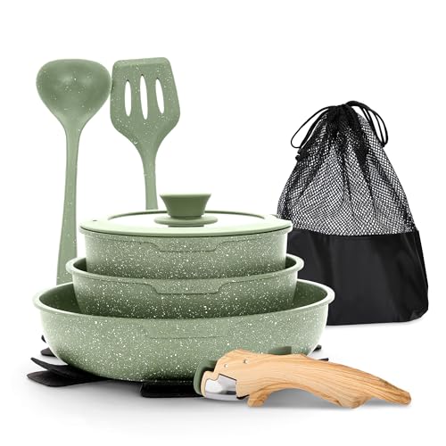MAISON ARTS Camping Pots and Pans Set Non Stick with Removable Handle - image 1