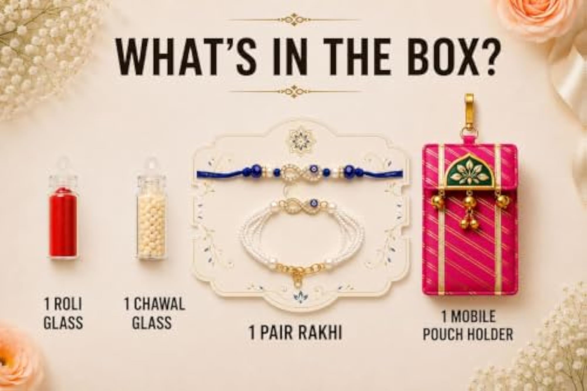 Rakhi Hamper for Brother with Leheriya Ethnic Mobile Pouch