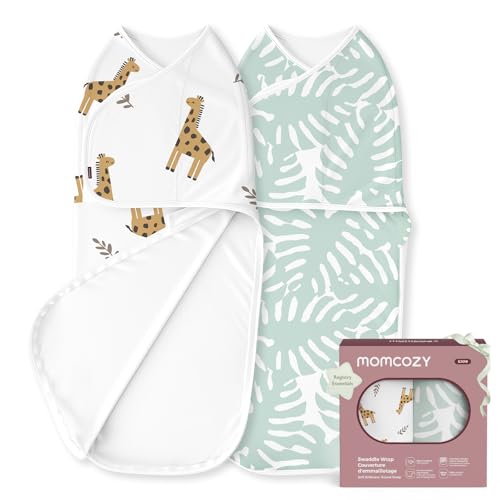 Image of Momcozy Swaddles for Newborns, Quiet Fastener Swaddle Suitable for Infant 0-3 Months, New-Parent-Friendly Sleep Sack, Reduce Startle Reflex, Newborn Boys Girls Registry Essentials, 2-Pack, Bravery