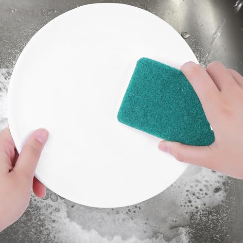 Image of 6 Pack Scrub Sponge, Bulk Sponges, Dual-Sided Cleaning Sponges, Dishwashing Sponge for Kitchen, Bathroom, Dish 4.3 inchx2.8 inchx0.8 inch Green Yellow
