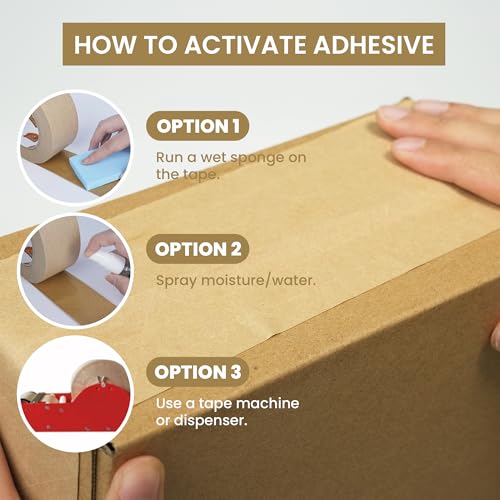 TAPEBEAR Nassklebeband (50mm x 50m) - Wasserverklebbares Verpackungsband aus verstärktem Kraftpapier | Ökologisch abbaubar & besonders reißfest | Ideal für sicheren Versand & schwere Pakete (1 Rolle)