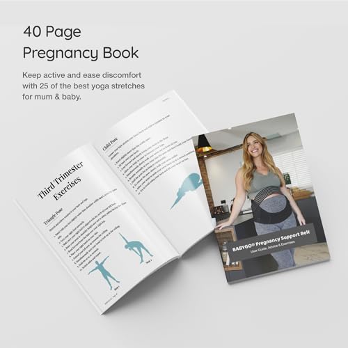 BABYGO® 4 in 1 Pregnancy Support Belt Maternity & Postpartum Band - Relieve Back, Pelvic, Hip Pain, SPD & PGP >> inc 40 Page Pregnancy Book for Birth Preparation, Labour & Recovery XXL Black