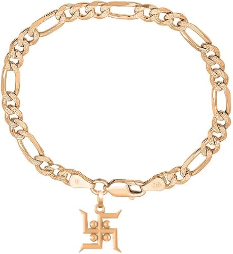 INDIA MADE 22KT gold plated 92.5% pure Sterling Silver Figaro Designer Bracelet 