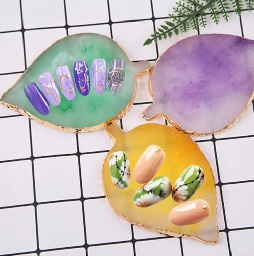 1 Piece Nail Art Palette Nail Polish Palette Mixing Palette Makeup Plate Nail Plates for Nail Art Nail Tip Holder Nail Art Display (Blue Leaf) - Image 6