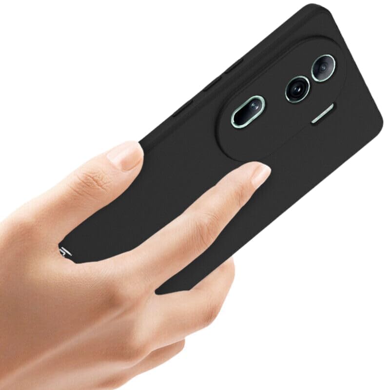 Image of Liquid Silicone Back Case Cover for Oppo Reno 11 5G - Flexible With Inner Lining and Camera Protection - Black