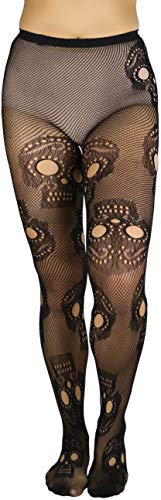 Image of ToBeInStyle Women's Sugar Skull Dia de los Muertos La Catrina Skeleton Bones Tights & Thigh High Stockings