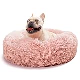 Pink Dog Bed for Small Dogs Washable,Cute Dog Beds for Girl Puppy or Kitten 23 inches Round Fluffy C