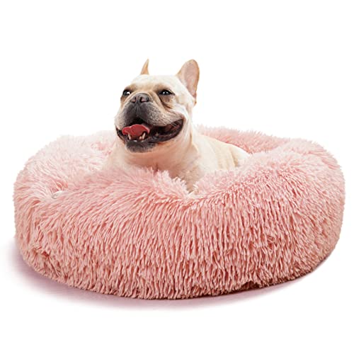 Pink Dog Bed For Small Dogs Washable,Cute Dog Beds For Girl Puppy Or Kitten 23 Inches Round Fluffy Calming Pet Bed For Indoor Small Size Dogs Or Cats With Laundry Wash Bag,Fits Up To 20 Lbs #TOP28