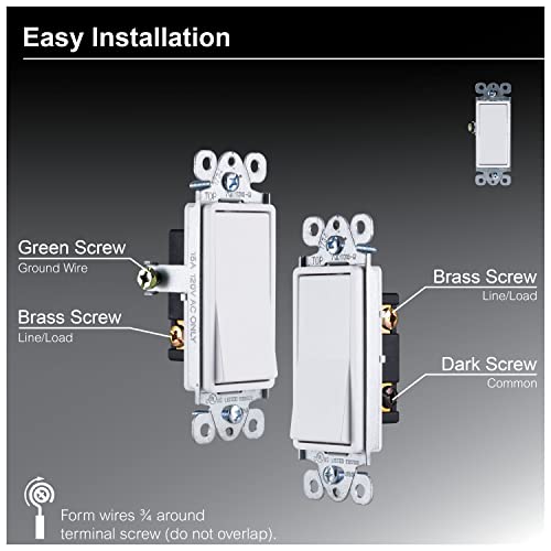 Ge Paddle Rocker Light Switch 3 Way Switch On Off Switch 25 Pack Rocker Switch Replacement For Electrical Light Switches & Ceiling Fan Switch Grounding 3 Way Light Switch Ul Listed White 44027 #TOP2