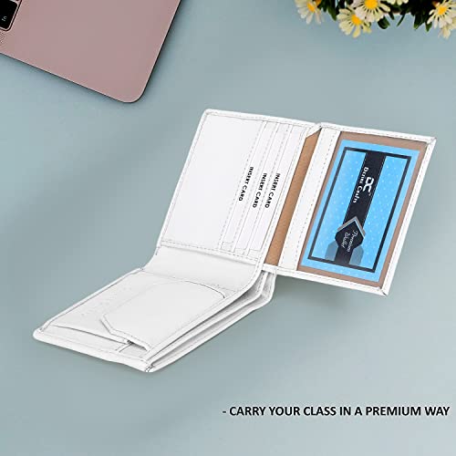 Image of Dezire Crafts Men Formal, Casual Black Artificial Leather Wallet (6 Card Slots) (White)