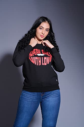 Image of Go Devil Stylish Trendy Regular Fit 100% Cotton Sweatshirt with Round /Crew Neck Full Sleeves, Casual Printed Winter Wear for Women /Girls