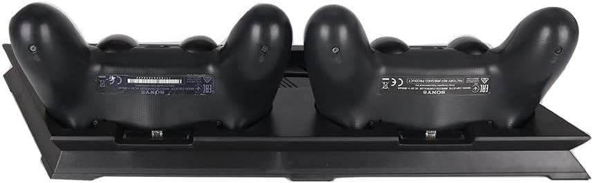 Fan Cooler Vertical Stand Dual Charging Station,Stand Cooling Fan Station Charging Dock For PS4 Pro,Console Stand Base (Black)