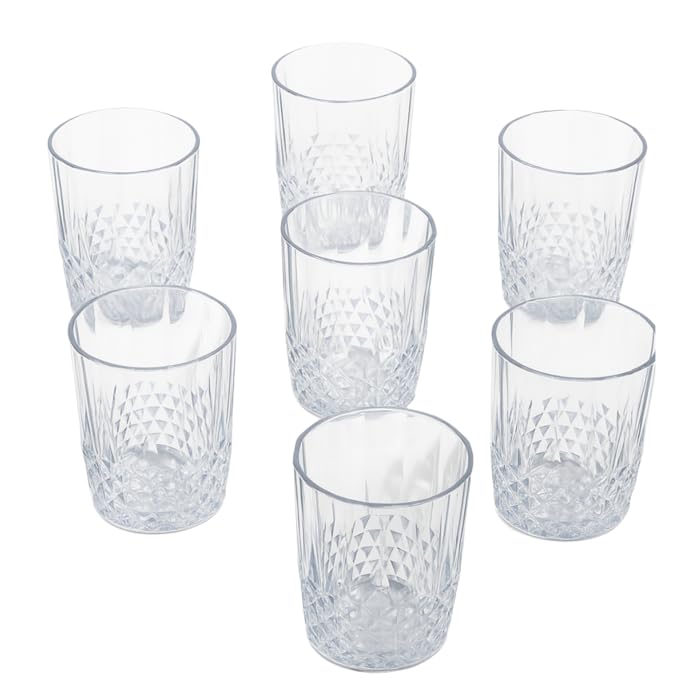 alpina Service de verres à eau effet cristal - 6 Piéces 400ml - Verres à boire avec structure diamantée - Verres pour eau, boissons gazeuses ou cocktails - Verre...