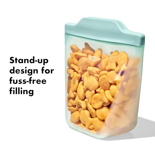 OXO Tot Silicone Reusable Bags – 2 Piece Cup Set - Opal and Blossom