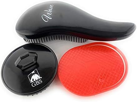 G.B.S Wave Detangling Hair Brush 3 pack set - Glides Tangles Pain-Free, Women, Men, Kids Pets! Curly, Wavy, Thick, Wet, Dry & Thin Gentle On Scalp Shampoo Brush Red Pocket Palm Comb