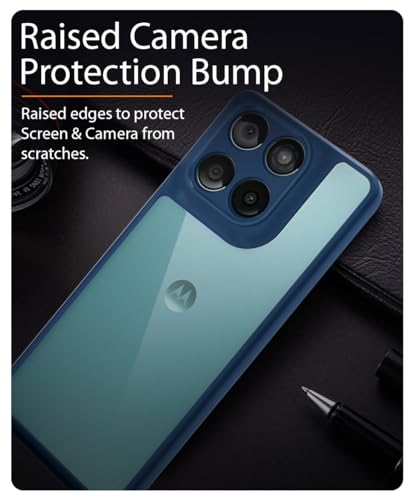 Image of WOW IMAGINE Shockproof Hybrid Back Cover for Motorola Moto Edge 60 Fusion | Hard Slim fit Back Case | PC & TPU | Clear Transparent Case - Blue