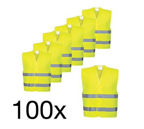 TK Gruppe Timo Klingler Sicherheitsset Auto KFZ Warnschutzweste Sicherheitsweste Warnweste Autoverbandskasten Weste reflektierend (100x Warnwesten)