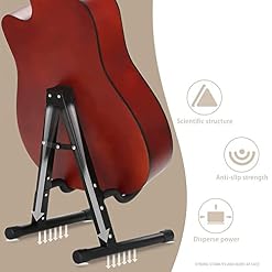 Guitar Stand, Black A Frame Stand de Guitare Pliable en Fer pour Instruments à Cordes - Les Beatles, Paul McCartney, John Lennon, RIngo Starr, George Harrison Guitar Stand, Black A Frame Stand de Guitare Pliable en Fer pour Instruments à Cordes – Image 3