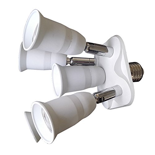 E-Simpo 3 4 5 in 1 E26 E27 Light Socket Extender Adaptor for Standard LED Bulbs 360 Degree Adjustable 180 Degrees Bendable LED Lamp Socket Extension Holder (5 in 1)
