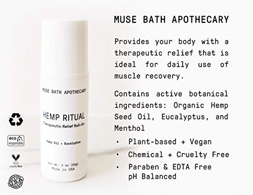 Muse Apothecary Hemp Ritual - Therapeutic Relief Roll-On, USDA Certified Organic Hemp Seed Oil, Post-Workout Recovery, Helps Relieve Arthritis, Muscle & Joint Pain, Tension & Discomfort - Image 7