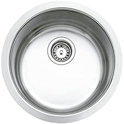 Fregadero Teka 90 Cm Teka BE Ø390 - Fregadero Bajo Encimera de 45 cm, 1 Cubeta Redonda, Embellecedor de Rebosadero, Accesorios de Fijación, Válvula Canasta, Color Acero Inoxidable