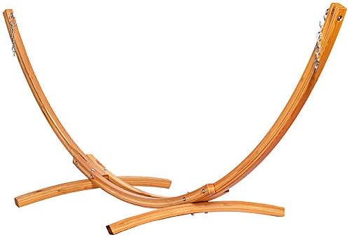 Lazy Daze Hammocks 10 FT Outdoor Arc Wood Hammock Stand, 2 Person Russian Pine Hardwood Hammock Stand with Hooks and Chains, for Home Patio Garden Yard Picnic Camp, 300lb Capacity
